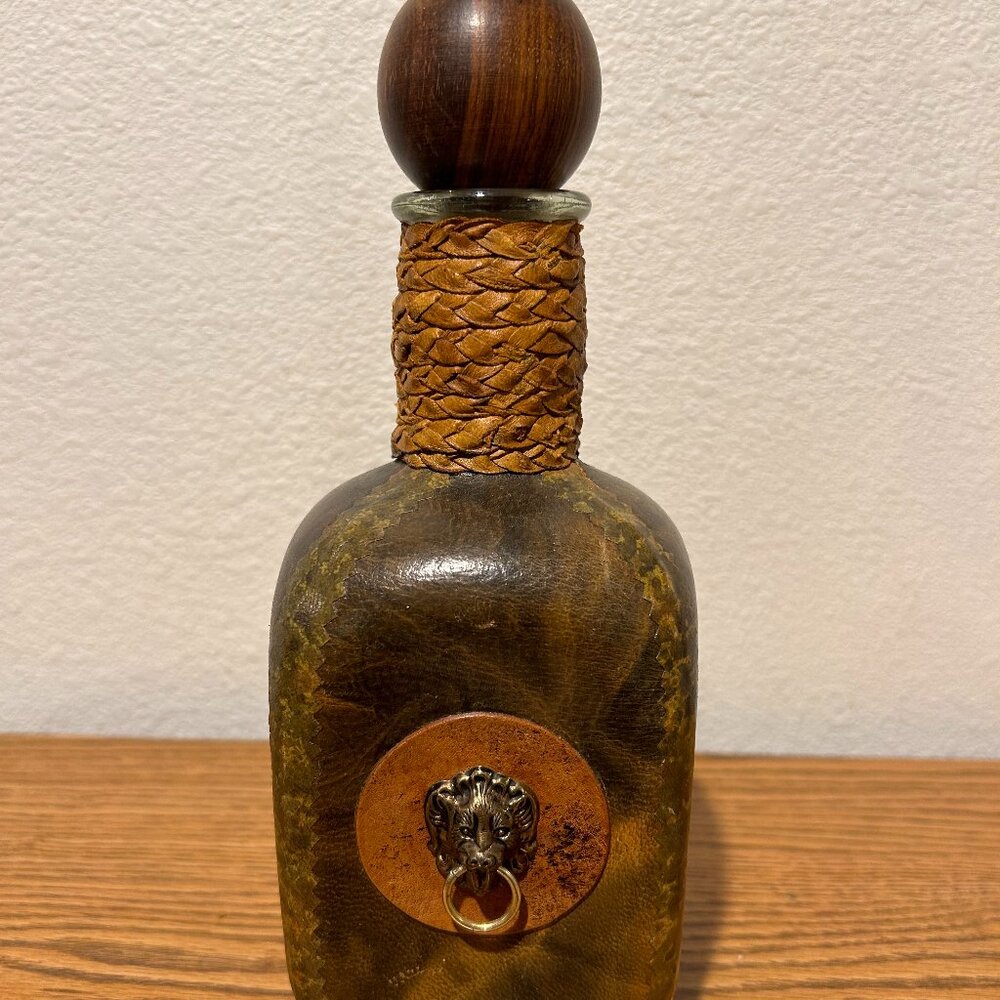 Vintage Leather Wrapped Glass Decanter